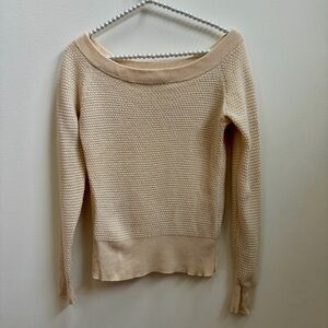 Theory Off-the-Shoulder Beige Sweater